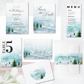 Sneeuwwitje Winter Magisch Blauw Huwelijk Tafelnum Bedankkaart