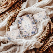 Zachte Blauwe Bes Botanicals Bruiloftsfeest Kaart