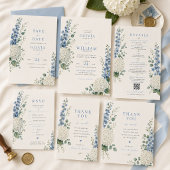Zachte Blauwe Botanische Save the Date Kaart
