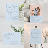 Boho Script Zachte Blauwe Moderne Bruidsuitnodigin Kaart