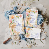 Soft Blue Ribbon Floral Wedding Kaart