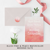 Blush Pink & Peach Waterverf bruiloft uitnodiging
