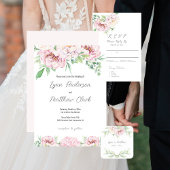 Elegant Blush Pink Roses Floral Wedding Menu