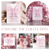 Soft Pink Bow Script Baby Shower Invite Kaart