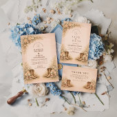 Soft Blush Western Boots Wedding Kaart