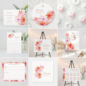 Boho Roze Oranje Bloemen Douche Bedankt Cadeaulabel