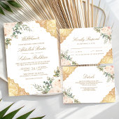 Zachte Crème Rozen Gouden Kant Moslim Bruiloft Save The Date