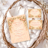 Soft Peach Floral Diapper Raffle Informatiekaartje