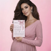 Soft Pink Bow Girl Baby Shower Wijn Etiket