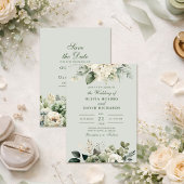Soft Sage Green Botanical Minimal Wedding Kaart