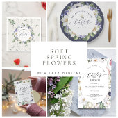 Elegant Spring Waterverf Floral Easter Lunch Kaart