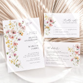 Refined Boho Meadow Wildflower Wedding Invitation Kaart