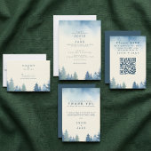 Zachte pijnbomen groen bruiloft rsvp