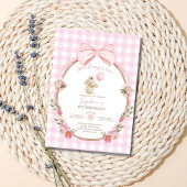 Some Bunny is One: Roze Lint Konijn Eerste Verjaar Kaart