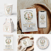 Sommige paashaas draait één 1e verjaardag papieren bekers