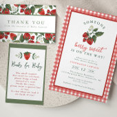 Someone Berry Sweet Gingham Baby Shower Invitation Kaart