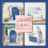 Iets blauw Bloemen Frans Toile Luier Raffle Informatiekaartje