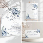 Dusty Blue Bubbly Bar Vrijgezellenfeest Sign Reclamebord Met Voetstuk