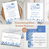 Iets Blauwe Wilde Bloem Bruidsdouche Platte Dank Bedankkaart
