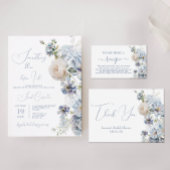 Blauw Bloemig Bruidsmeisje Feest Bedankkaart