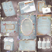 Blauw Elegant Favor Doosje met Wilde Bloemen