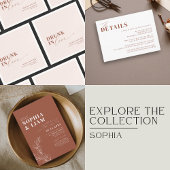 Boho Terracotta met RSVP QR Code Weddenschap Folie Uitnodiging