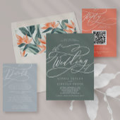 SOPHIA QR Code Tropisch Groene Bestemming Trouwen RSVP Kaartje