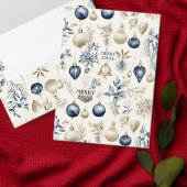 Blauw en beige Kerst Ornamenten Patroon Koffiemok (Personaliseer de collectie van deze zelfstandige maker.)