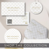 Chic Geruit Tan QR Code Branding Modern Visitekaartje