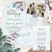 Bewaar de datum Southern Cotton 3-foto bruiloft Ka Kaart