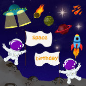 Verjaardag Ruimte Astronaut Cartoon Glossy Poster