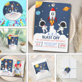 "Blast Off Funny Birthday Boy with Astronaut theme Papieren Bordje