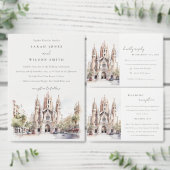 Kathedraal van Barcelona Spanje Waterverf Bruiloft Vierkante Sticker (Personaliseer de collectie van deze zelfstandige maker.)