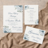 Spaans Blauw Bruiloft Ronde Sticker (Personaliseer de collectie van deze zelfstandige maker.)