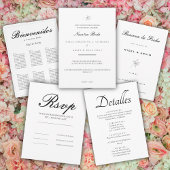 Minimale en Moderne Spaanse Taal Bruiloft Details Informatiekaartje