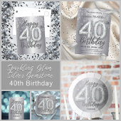 Elegante zilveren edelsteen 40e verjaardag wijn etiket