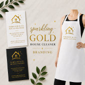 Gouden Huis Schoonmaak QR Code Vierkante Sticker