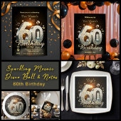Disco Ball 60th Birthday Music Notes Black Gold Wijn Etiket