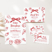 Ciao Baby Whimsical Red Bow Baby Shower Ronde Sticker