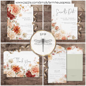 Pittige Herfst Roest & Blush Bloemen Bruiloft Save The Date