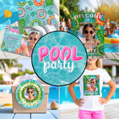 Fun Orange Pool Party Thank You Ronde Sticker