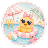 Duck Pool Party Bedankt Stickers | Roze Zomer