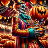 Enge Clown Zombie op Carnaval Halloween Kaart