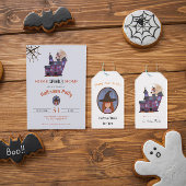 Spooky House Leuke Kleine Heks Uil Maan Halloween Inpakpapier Vel