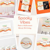 Spooky Vibes Retro Halloween Ghost Birthday Ronde Sticker