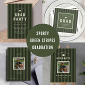 Modern Green Stripes Graduation Return Address Etiket