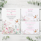 Spring Deep Pink Butterfly Floral Wedding Save The Date (Personaliseer de collectie van deze zelfstandige maker.)