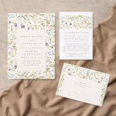 Boho Spring Wild Botanical Florals Stripe Wedding Kaart (Personaliseer de collectie van deze zelfstandige maker.)