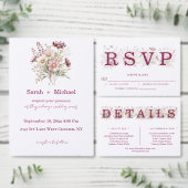 Lentebloemen wijn bruiloft RSVP kaart (Personaliseer de collectie van deze zelfstandige maker.)