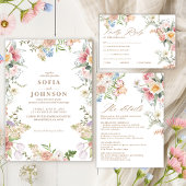 Spring Wildflowers Pastel Floral Garden Wedding Kaart